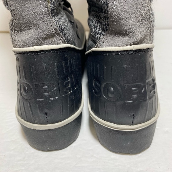 Sorel Joan Of Arctic Gray Black Houndstooth Faux Fur Winter Boots Women’e Sz 9 - Picture 7 of 16